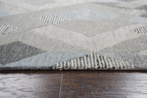 Alora Decor Geneva Hand-Tufted 100% Wool Runner With Modern Geometric Pattern, Blue-Gray Palette, 2'6"X8' GENGN1009DR332608