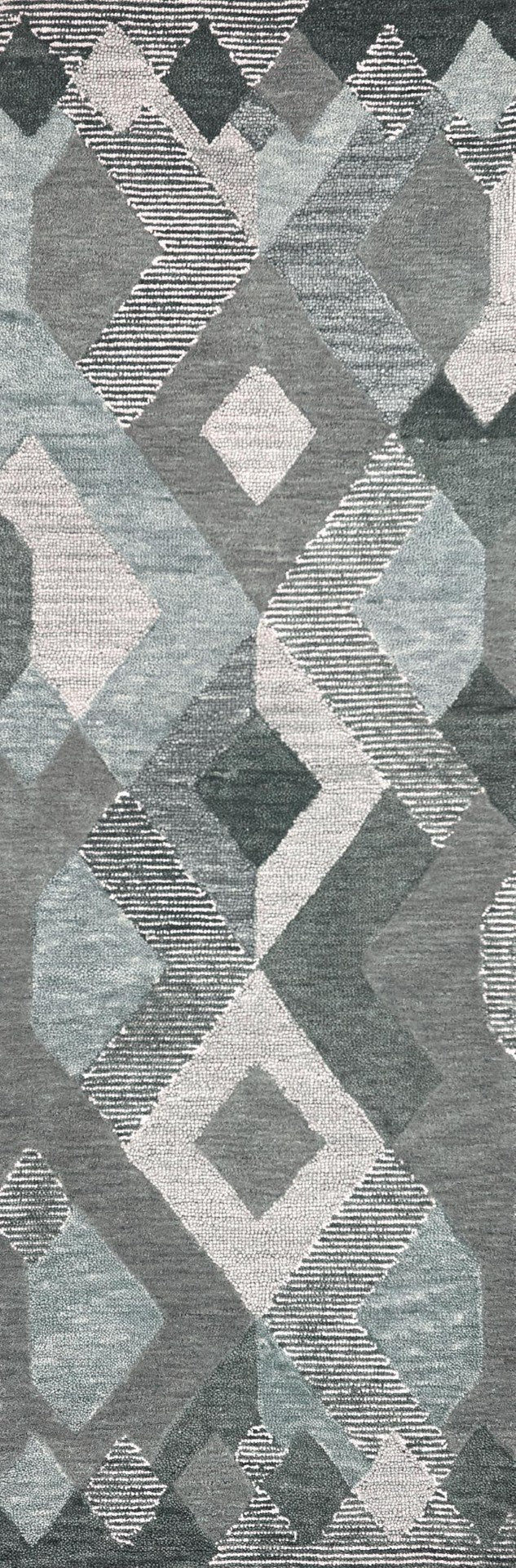 Alora Decor Geneva Hand-Tufted 100% Wool Runner With Modern Geometric Pattern, Blue-Gray Palette, 2'6"X8' GENGN1009DR332608