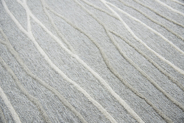 Alora Decor Geneva Hand-Tufted 100% Wool Runner, Gray & Ivory Wavy Lines, Soft Low-High Pile For Hallways GENGN101233552608