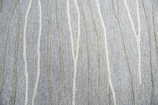 Alora Decor Geneva Hand-Tufted 100% Wool Runner, Gray & Ivory Wavy Lines, Soft Low-High Pile For Hallways GENGN101233552608