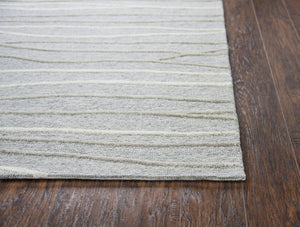 Alora Decor Geneva Hand-Tufted 100% Wool Rectangle Rug With Subtle Wavy Lines, Gray-Ivory Texture For Modern Rooms 10' x 13' GENGN101233550113