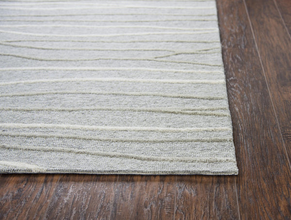 Alora Decor Geneva Hand-Tufted 100% Wool Rectangle Rug With Subtle Wavy Lines, Gray-Ivory Texture For Modern Rooms 10' x 13' GENGN101233550113