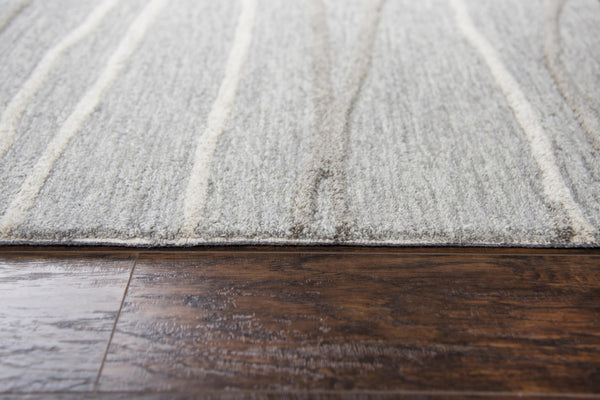 Alora Decor Geneva Hand-Tufted 100% Wool Rectangle Rug With Subtle Wavy Lines, Gray-Ivory Texture For Modern Rooms 10' x 13' GENGN101233550113