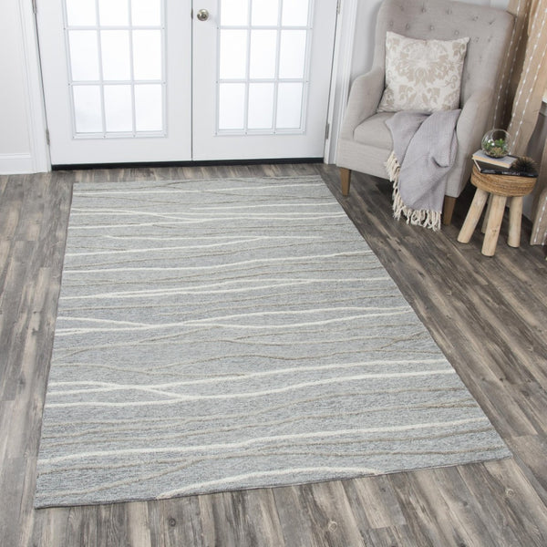 Alora Decor Geneva Hand-Tufted 100% Wool Runner, Gray & Ivory Wavy Lines, Soft Low-High Pile For Hallways GENGN101233552608