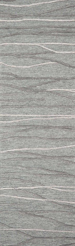 Alora Decor Geneva Hand-Tufted 100% Wool Runner, Gray & Ivory Wavy Lines, Soft Low-High Pile For Hallways GENGN101233552608