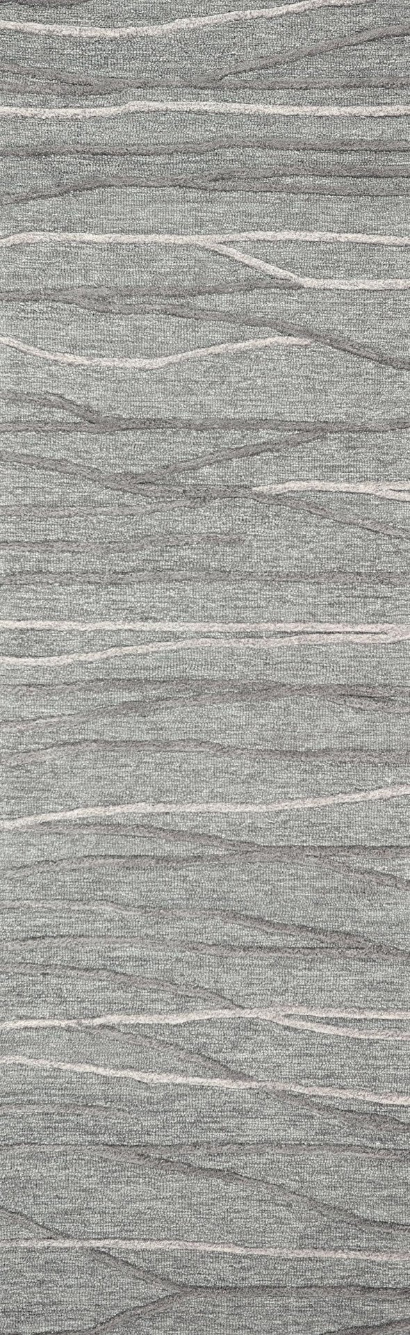 Alora Decor Geneva Hand-Tufted 100% Wool Runner, Gray & Ivory Wavy Lines, Soft Low-High Pile For Hallways GENGN101233552608