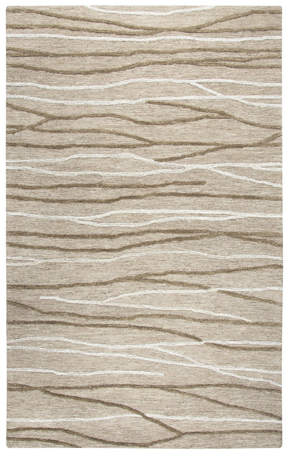 Alora Decor Geneva Hand-Tufted 100% Wool Beige Rug With Raised Branch Motif — Modern Organic Texture For Living 9' x 12' GENGN101312550912