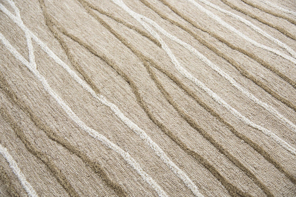 Alora Decor Geneva Hand-Tufted 100% Wool Runner — Beige With Ivory & Brown Branch Motif, Textured Gallery Quality GENGN101312552608