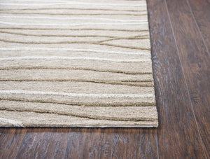 Alora Decor Geneva Hand-Tufted 100% Wool Runner — Beige With Ivory & Brown Branch Motif, Textured Gallery Quality GENGN101312552608