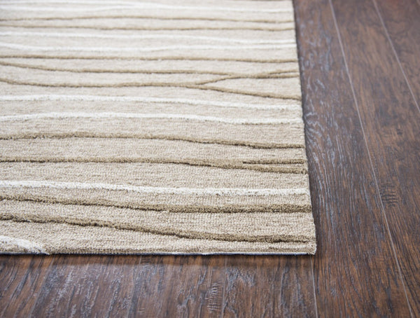 Alora Decor Geneva Hand-Tufted 100% Wool Runner — Beige With Ivory & Brown Branch Motif, Textured Gallery Quality GENGN101312552608