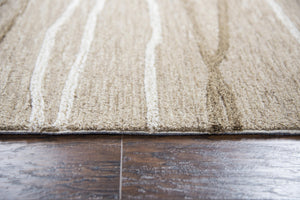 Alora Decor Geneva Hand-Tufted 100% Wool Runner — Beige With Ivory & Brown Branch Motif, Textured Gallery Quality GENGN101312552608