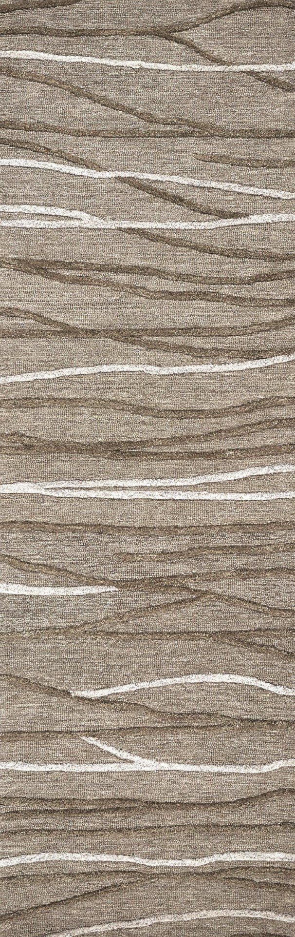 Alora Decor Geneva Hand-Tufted 100% Wool Runner — Beige With Ivory & Brown Branch Motif, Textured Gallery Quality GENGN101312552608