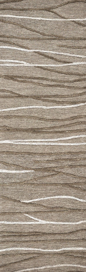 Alora Decor Geneva Hand-Tufted 100% Wool Runner — Beige With Ivory & Brown Branch Motif, Textured Gallery Quality GENGN101312552608