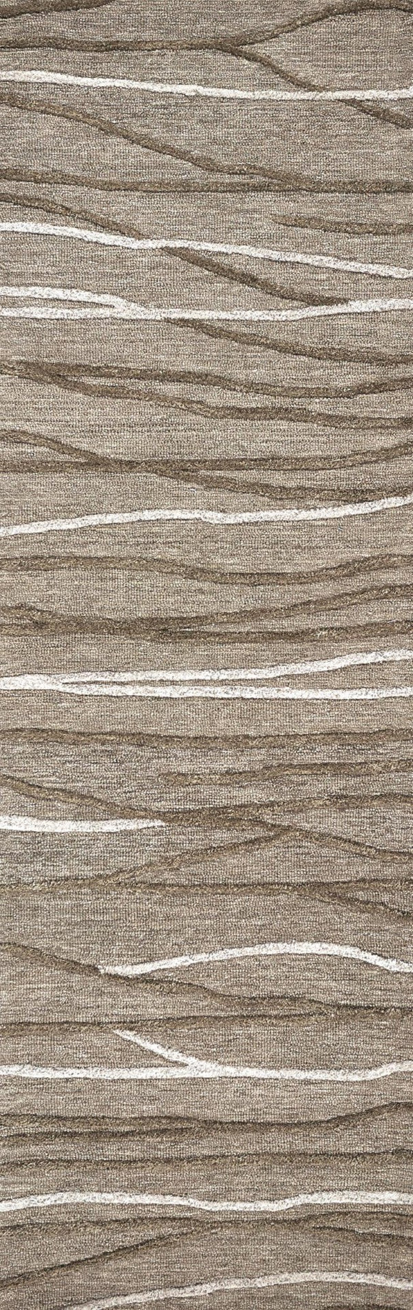 Alora Decor Geneva Hand-Tufted 100% Wool Runner — Beige With Ivory & Brown Branch Motif, Textured Gallery Quality GENGN101312552608