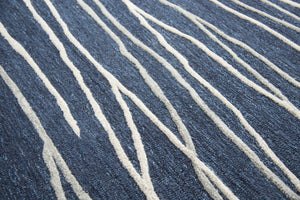 Alora Decor Geneva Hand‑Tufted 100% Wool Rug In Navy With Ivory & Gray Wavy Texture — Durable, Luxurious Anchor 10' x 13' GENGN101457330113