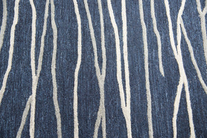 Alora Decor Geneva Hand‑Tufted 100% Wool Rug In Navy With Ivory & Gray Wavy Texture — Durable, Luxurious Anchor 10' x 13' GENGN101457330113