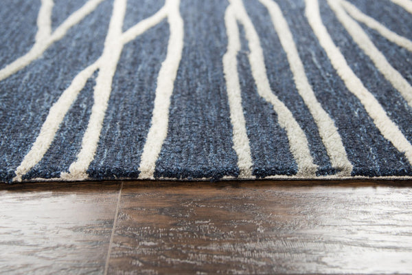 Alora Decor Geneva Hand‑Tufted 100% Wool Rug In Navy With Ivory & Gray Wavy Texture — Durable, Luxurious Anchor 10' x 13' GENGN101457330113