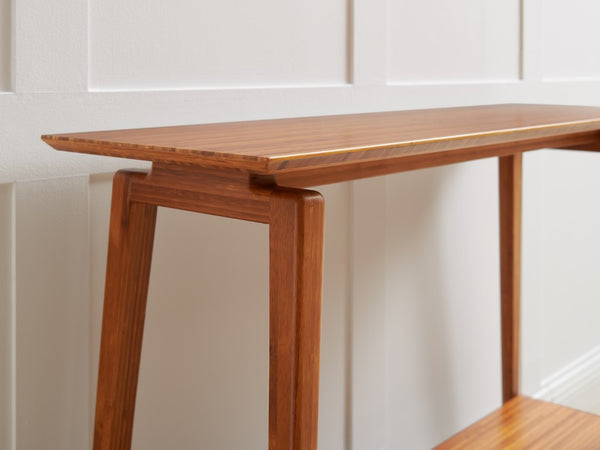 Greenington Antares Solid Bamboo Console Table Mid-century Splayed Legs Entryway Amber Finish GNA001AM