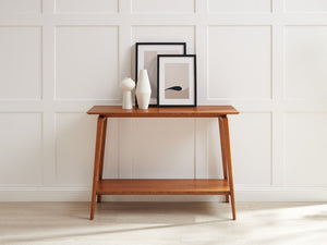 Greenington Antares Solid Bamboo Console Table Mid-century Splayed Legs Entryway Amber Finish GNA001AM