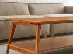 Greenington Antares Solid Bamboo Two Tier Coffee Table Mid Century Modern Living Room GNA002AM