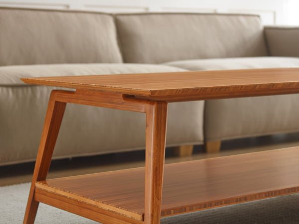 Greenington Antares Solid Bamboo Two Tier Coffee Table Mid Century Modern Living Room GNA002AM