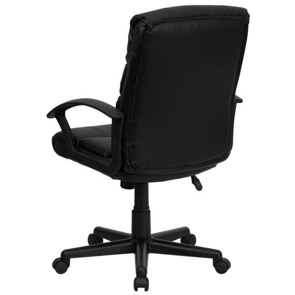 English Elm Lane Mid-Back LeatherSoft Task Chair with Arms - Ergonomic, Swivel Design for Comfort & Mobility GO-1004-BK-LEA-GG