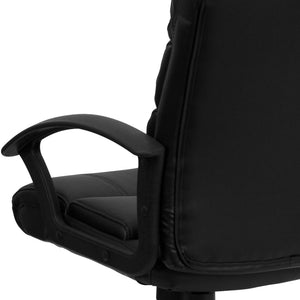 English Elm Lane Mid-Back LeatherSoft Task Chair with Arms - Ergonomic, Swivel Design for Comfort & Mobility GO-1004-BK-LEA-GG