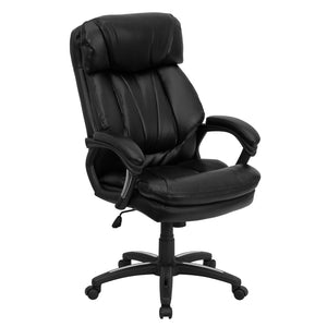 English Elm Iris Ergonomic High Back Executive Office Chair - Luxurious LeatherSoft, Plush Support & Chrome Accents GO-1097-BK-LEA-GG