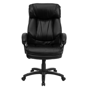 English Elm Iris Ergonomic High Back Executive Office Chair - Luxurious LeatherSoft, Plush Support & Chrome Accents GO-1097-BK-LEA-GG