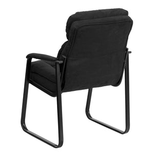 English Elm Isla Executive Side Reception Chair with Lumbar Support, Sleek Design for Comfort & Style Black Microfiber GO-1156-BK-GG