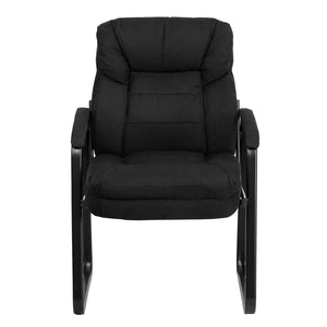 English Elm Isla Executive Side Reception Chair with Lumbar Support, Sleek Design for Comfort & Style Black Microfiber GO-1156-BK-GG