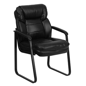 English Elm Isla Black LeatherSoft Executive Side Chair with Lumbar Support for Modern Reception Areas GO-1156-BK-LEA-GG