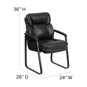 English Elm Isla Black LeatherSoft Executive Side Chair with Lumbar Support for Modern Reception Areas GO-1156-BK-LEA-GG