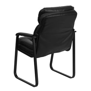 English Elm Isla Black LeatherSoft Executive Side Chair with Lumbar Support for Modern Reception Areas GO-1156-BK-LEA-GG