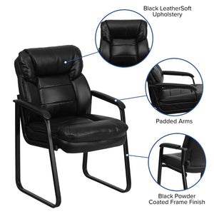 English Elm Isla Black LeatherSoft Executive Side Chair with Lumbar Support for Modern Reception Areas GO-1156-BK-LEA-GG