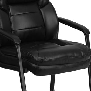 English Elm Isla Black LeatherSoft Executive Side Chair with Lumbar Support for Modern Reception Areas GO-1156-BK-LEA-GG