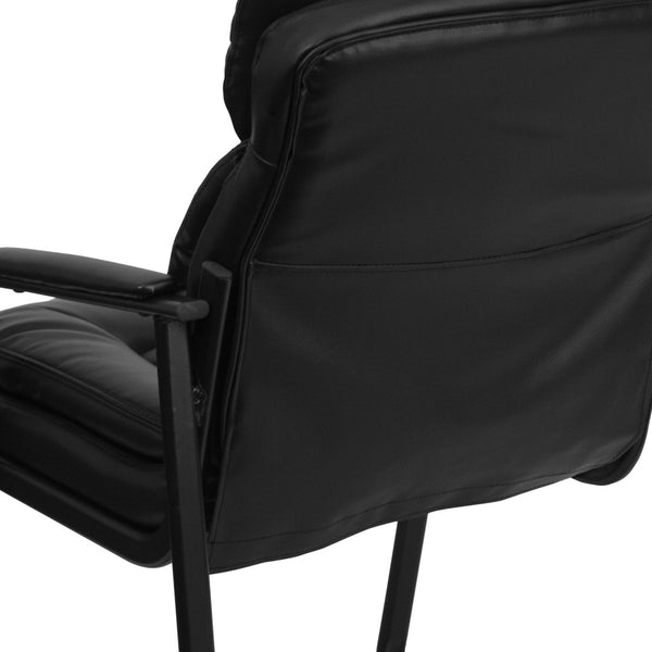 English Elm Isla Black LeatherSoft Executive Side Chair with Lumbar Support for Modern Reception Areas GO-1156-BK-LEA-GG