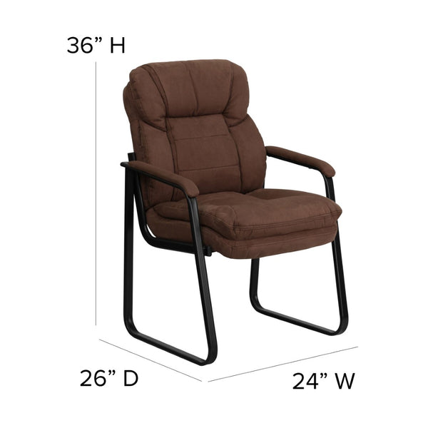 English Elm Isla Executive Side Reception Chair with Lumbar Support, Sleek Design for Comfort & Style Brown Microfiber GO-1156-BN-GG