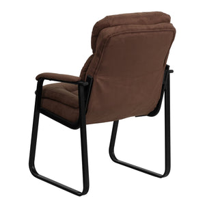 English Elm Isla Executive Side Reception Chair with Lumbar Support, Sleek Design for Comfort & Style Brown Microfiber GO-1156-BN-GG