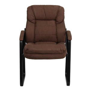 English Elm Isla Executive Side Reception Chair with Lumbar Support, Sleek Design for Comfort & Style Brown Microfiber GO-1156-BN-GG