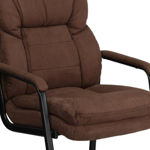 English Elm Isla Executive Side Reception Chair with Lumbar Support, Sleek Design for Comfort & Style Brown Microfiber GO-1156-BN-GG