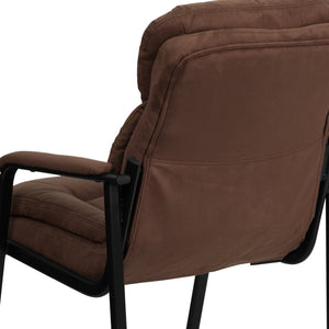 English Elm Isla Executive Side Reception Chair with Lumbar Support, Sleek Design for Comfort & Style Brown Microfiber GO-1156-BN-GG