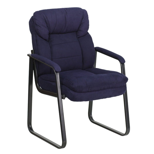 English Elm Isla Executive Side Reception Chair with Lumbar Support, Sleek Design for Comfort & Style Navy Microfiber GO-1156-NVY-GG