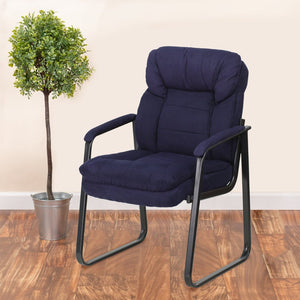 English Elm Isla Executive Side Reception Chair with Lumbar Support, Sleek Design for Comfort & Style Navy Microfiber GO-1156-NVY-GG