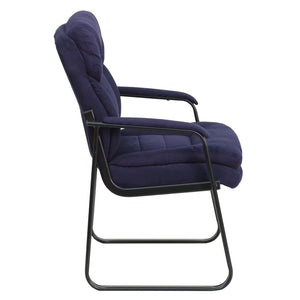 English Elm Isla Executive Side Reception Chair with Lumbar Support, Sleek Design for Comfort & Style Navy Microfiber GO-1156-NVY-GG