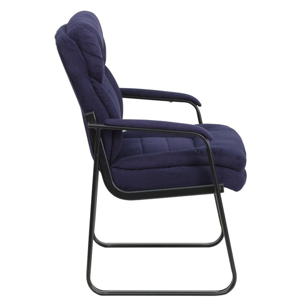 English Elm Isla Executive Side Reception Chair with Lumbar Support, Sleek Design for Comfort & Style Navy Microfiber GO-1156-NVY-GG
