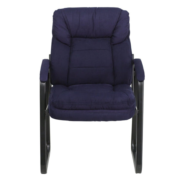 English Elm Isla Executive Side Reception Chair with Lumbar Support, Sleek Design for Comfort & Style Navy Microfiber GO-1156-NVY-GG
