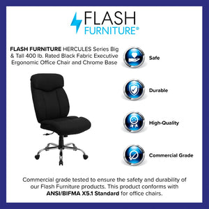 English Elm HERCULES Ergonomic Executive Office Chair for Big & Tall Users – 400 lb Capacity, Comfort & Style Black Fabric GO-1235-BK-FAB-GG