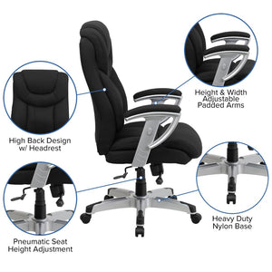 English Elm HERCULES Series Big & Tall Executive Ergonomic Office Chair with 400 lb Capacity and Adjustable Arms Black Fabric GO-1534-BK-FAB-GG