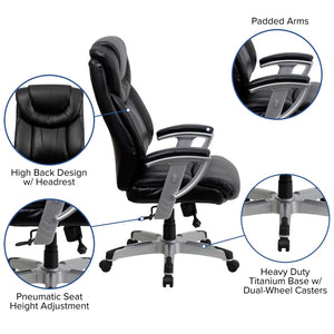 English Elm HERCULES Series Big & Tall Executive Ergonomic Office Chair with 400 lb Capacity and Adjustable Arms Black LeatherSoft GO-1534-BK-LEA-GG